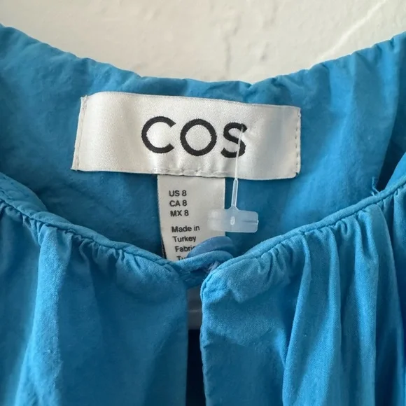 COS Tiered A-Line Maxi Dress Blue Cotton Oversized Size 8 Minimalist‎ Modern - Picture 3 of 6